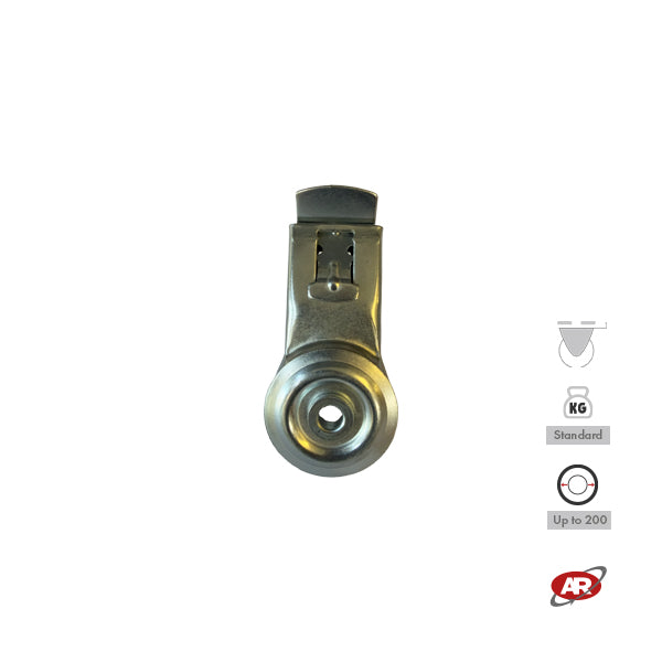 STANDARD/MEDIUM supports | Industrial type swivel with BRAKE | 2.5/3 mm thick galvanized steel | Load capacity up to 350 kg | For wheels up to Ø 200 swivel support with brake