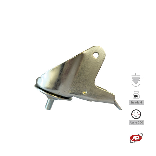 STANDARD/MEDIUM supports | Industrial type swivel with BRAKE | 2.5/3 mm thick galvanized steel | Load capacity up to 350 kg | For wheels up to Ø 200 swivel support with brake