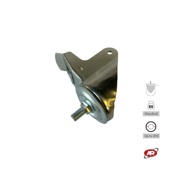 STANDARD/MEDIUM supports | Industrial type swivel with BRAKE | 2.5/3 mm thick galvanized steel | Load capacity up to 350 kg | For wheels up to Ø 200 swivel support with brake