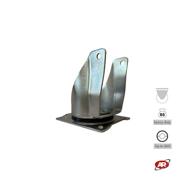 Roulettes robustes à plaque | Fixes | Pivotantes | Pivotantes avec frein | Type industriel | Acier galvanisé | Pour roues Ø 260 (3,00-4) | Charge admissible jusqu'à 500 kg