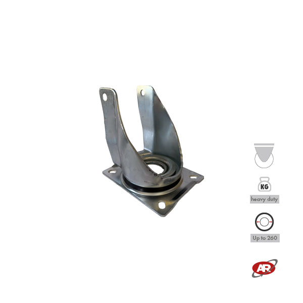 Roulettes robustes à plaque | Fixes | Pivotantes | Pivotantes avec frein | Type industriel | Acier galvanisé | Pour roues Ø 260 (3,00-4) | Charge admissible jusqu'à 500 kg