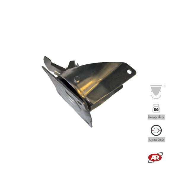 Roulettes robustes à plaque | Fixes | Pivotantes | Pivotantes avec frein | Type industriel | Acier galvanisé | Pour roues Ø 260 (3,00-4) | Charge admissible jusqu'à 500 kg