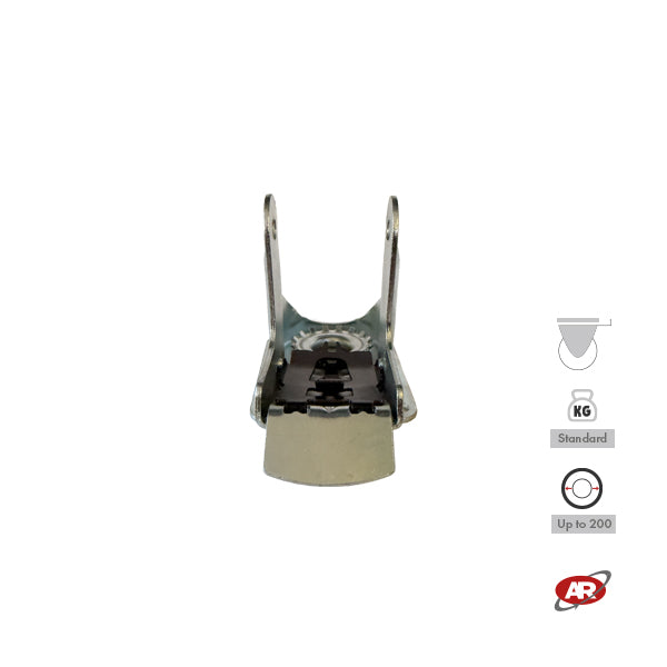 STANDARD/MEDIUM supports | Industrial-type SWIVEL plate with BRAKE | 2.5/3 mm thick galvanized steel | Load capacity up to 350 kg | For wheels up to Ø 200, swivel support with brake