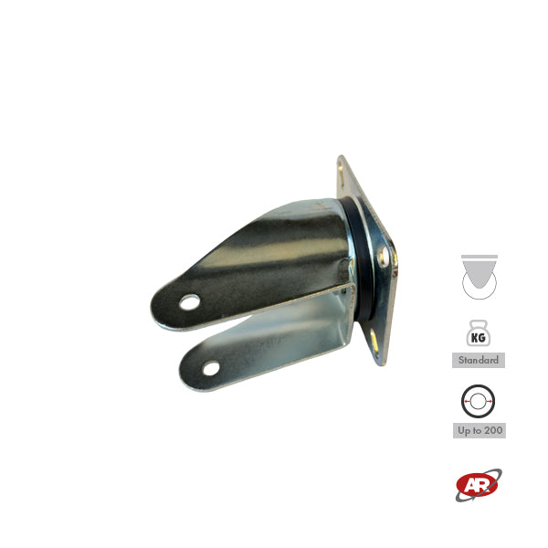 STANDARD/MEDIUM supports | Industrial-type SWIVEL plate | 2.5/3 mm thick galvanized steel | Load capacity up to 350 kg | For wheels up to Ø 200 mm, swivel support