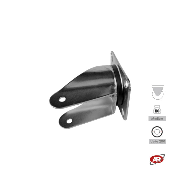 Stainless steel plate supports | FIXED | SWIVEL | SWIVEL with BRAKE | Industrial applications | Load capacity up to 350 kg | For wheels up to Ø 200