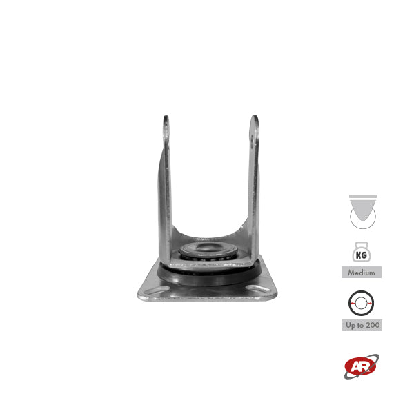 Stainless steel plate supports | FIXED | SWIVEL | SWIVEL with BRAKE | Industrial applications | Load capacity up to 350 kg | For wheels up to Ø 200