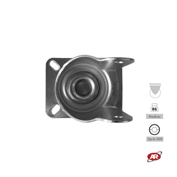 Stainless steel plate supports | FIXED | SWIVEL | SWIVEL with BRAKE | Industrial applications | Load capacity up to 350 kg | For wheels up to Ø 200