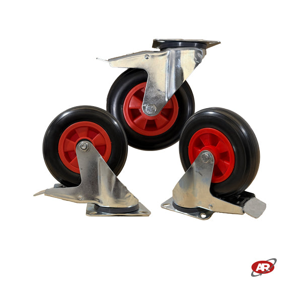 Ruota imperforabili 200x50 | Blu o nera | FOAM | SUPPORTO standard GIREVOLE con FRENO | Carrelli carretti rimorchio | Per trasporto | PORTATA 80 Kg | Antiforatura FFP1409-60.3B/FFP1409-60AZ.3B