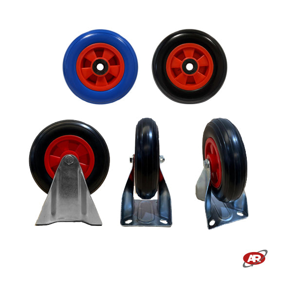 Ruota imperforabili 200x50 | Blu o nera | FOAM | SUPPORTO standard FISSA | Carrelli carretti rimorchio | Per trasporto | PORTATA 80 Kg | Antiforatura FFP1409-60.1F/FFP1409-60AZ.1F