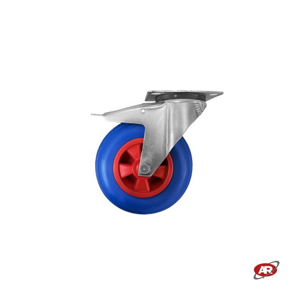 Ruota imperforabili 200x50 | Blu o nera | FOAM | SUPPORTO standard GIREVOLE con FRENO | Carrelli carretti rimorchio | Per trasporto | PORTATA 80 Kg | Antiforatura FFP1409-60.3B/FFP1409-60AZ.3B