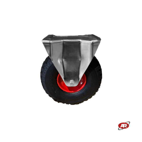 Ruote pneumatiche | PR1805-5 | Per CARRELLI industriali con SUPPORTO a Piastra | Rotella pneumatica FISSA | Rotella pneumatica  GIREVOLE | Rotella pneumatica GIREVOLE CON FRENO | Nucleo in LAMIERA VERNICIATA | 10“x3.00-4 | 260 x 85 | Portata 140 Kg