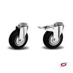 Load image into Gallery viewer, Wheels with galvanised sheet metal core with SUPPORT | ROTATING | BLACK
