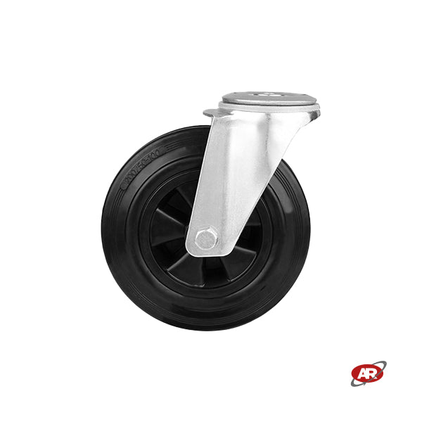 Roues avec noyau en polypropylène | ANNEAU EN CAOUTCHOUC RECYCLÉ | Trou de douille | avec SOUTIEN | TOURNANT