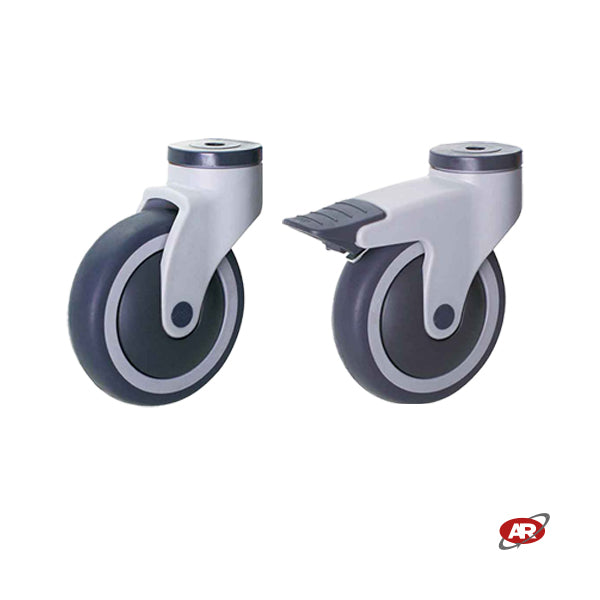 Thermoplastic rubber wheels (TPR) | GREY | with bearings | NYLON INJECTION SUPPORT | ROTARY