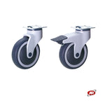 Load image into Gallery viewer, Thermoplastic rubber wheels (TPR) | GREY | with bearings | NYLON INJECTION SUPPORT | PLATE

