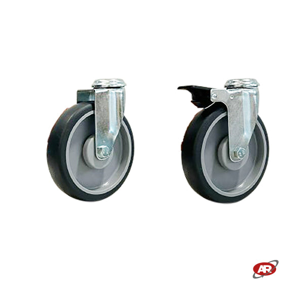 Thermoplastic rubber wheels (TPR) | GREY | Ø 125 mm | THREAD GUARD | SUPPORT | ROTARY