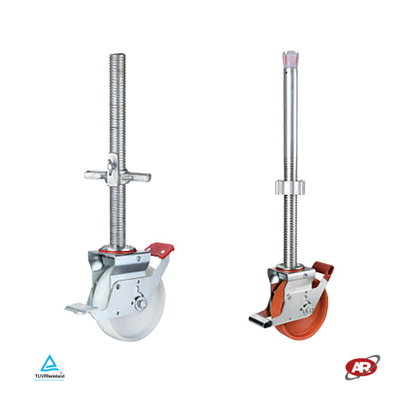 Roues monolithiques pour échafaudages en polyamide | NY3VA | Diamètre de 125 à 200 | ROTARY avec tige filetée en aluminium