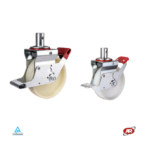 Roues monolithiques pour échafaudages en polyamide | NY3R | Diamètre de 125 à 200 | ROTATIVE avec tige en acier