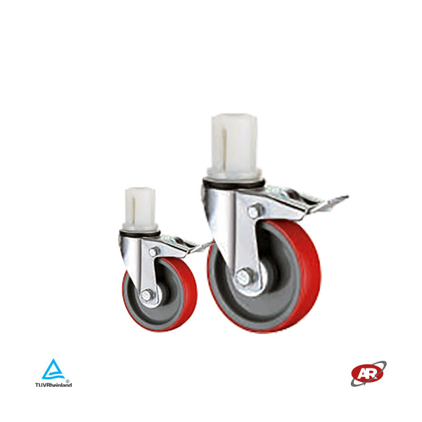 Roues d'échafaudage en POLYURETHANE et POLYAMIDE | NYPU3E | Diamètre 125 ou 200 mm | SOUTIEN | ROTATION avec extenseur