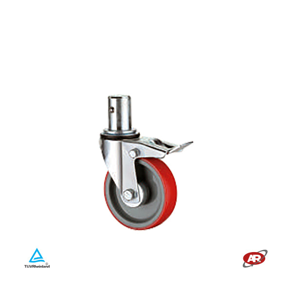 Roues d'échafaudage en POLYURETHANE et POLYAMIDE | NYPU3S | Diamètre 125 ou 200 mm | SOUTIEN | ROTATIVE avec tige en acier de 55,5 ou 125 mm