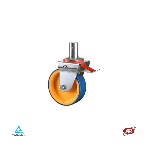 Roues d'échafaudage en POLYURETHANE et POLYAMIDE | NYPU3SH | Diamètre 150 ou 200 mm | SOUTIEN | ROTATIVE avec tige en acier de 38,35 mm