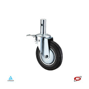 Ruote in gomma nera e nucleo in lamiera per ponteggi | RNS3S | Diametro 160 o 200 | ROTANTE con stelo | MASCHIO