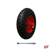 Ruota pneumatica per carriole in nucleo in LAMIERA VERNICIATA | Battistrada DC | 14“x3.50-8 | 360 x 85 | Foro a boccola o cuscinetti | Asse M12X210