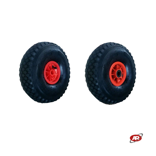 Ruote pneumatica PER CARRELLI in nucleo in plastica | 11“x4.00-4 | 300 x 100 | Foro a BOCCOLA o Gabbia a RULLINI di 20 mm | PR1808