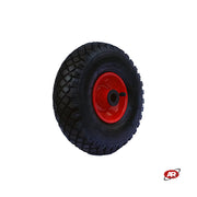 Ruote pneumatica PER CARRELLI in nucleo in LAMIERA verniciata | 10“x3.00-4 | 260 x 85 | Foro a boccola | Gabbia a RULLINI | Cuscinetti a sfera | di 20 mm | PR1805