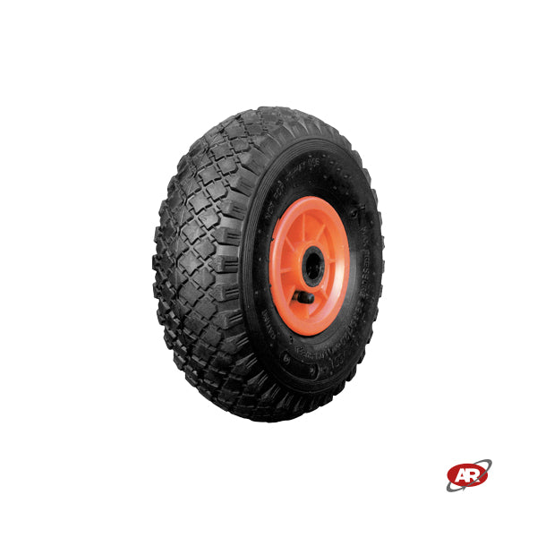 Ruote pneumatica PER CARRELLI in nucleo in plastica | 10“x3.00-4 | 260 x 85 | Foro a BOCCOLA o Gabbia a RULLINI di 25 mm | PR1806