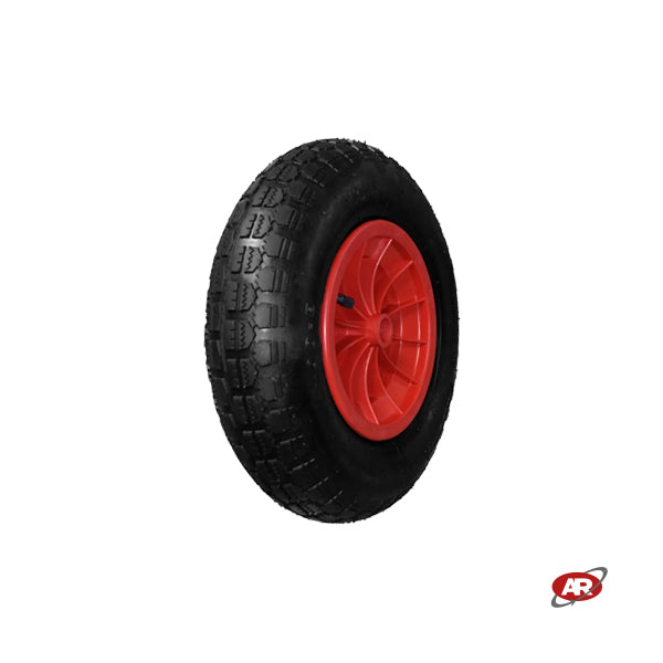 Roue pneumatique POUR BROUETTE avec noyau en plastique | Bande de roulement CC | 16“x4.00-8 | 400 x 100 | Alésage de 25 mm pour bague ou cage à rouleaux