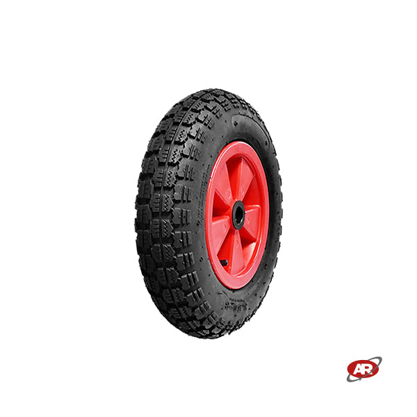 Roue pneumatique POUR BROUETTE avec noyau en plastique | Bande de roulement CC | 16“x4.00-8 | 400 x 100 | Alésage de 25 mm pour bague ou cage à rouleaux