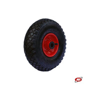 Ruota pneumatica PER CARRELLI in nucleo in LAMIERA verniciata | 11“x4.00-4 | 300 x 85 | Foro gabbia a rullini o cuscinetti a sfera