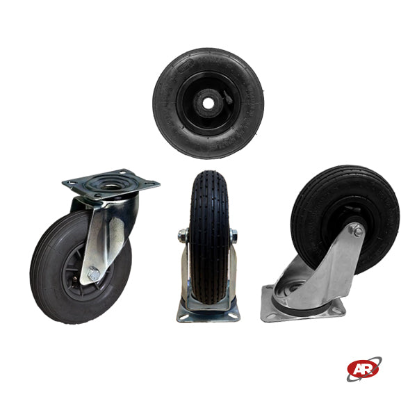 Ruota 200x50 PNEUMATICA con SUPPORTO standard GIREVOLE | Carrelli carretti rimorchio | Per trasporto | PORTATA 75 Kg | PR1409.2G