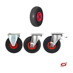 Carica l&#39;immagine nel visualizzatore Galleria, Ruote ANTIFORATURA | FFP1105R | Per CARRELLI industriali con SUPPORTO a Piastra | Rotella imperforabile FISSA | Rotella imperforabile GIREVOLE | Rotella imperforabile GIREVOLE CON FRENO | Nucleo in PLASTICA | 10“x3.00-4 | 260 x 73 | Portata 80 Kg
