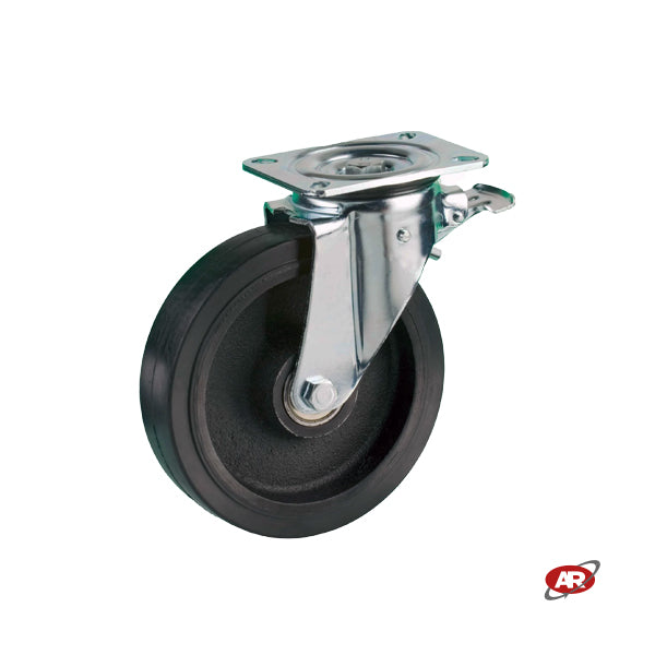 Elastic rubber wheels | BLACK | NUCLEAR CAST IRON | HIGH LOAD | SUPPORT | PLATE