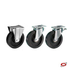 Load image into Gallery viewer, Elastic rubber wheels | BLACK | NUCLEAR CAST IRON | HIGH LOAD | SUPPORT | PLATE
