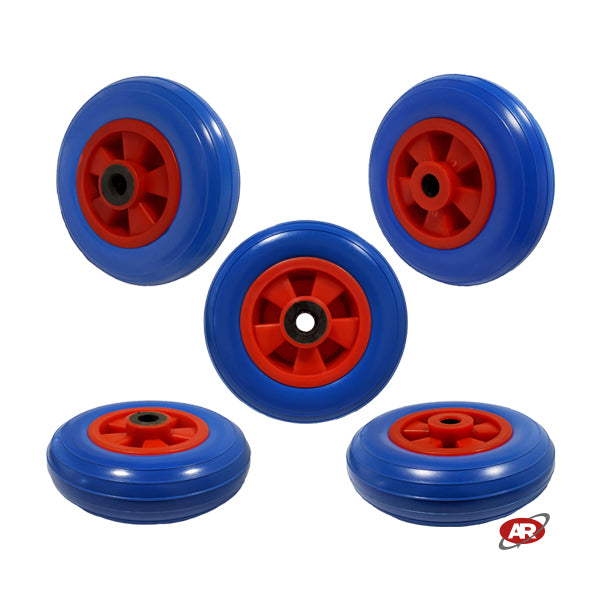 Roue increvable POUR CHARIOTS en noyau PLASTIQUE | 200-50 | Noir ou bleu | Trou de cage à rouleaux