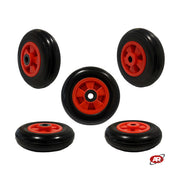 Ruota antiforatura PER CARRELLI in nucleo in PLASTICA | 200-50 | Nera o blu | Foro gabbia a rullini