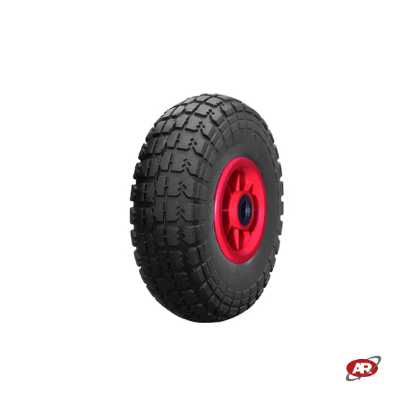Roue increvable POUR CHARIOTS en noyau PLASTIQUE | FFP1115R | 10“x4.10/3.50-4 | 260x85 | Bande de roulement D | Trou pour cage à rouleaux Ø 20 mm