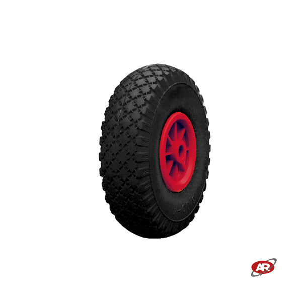 Roue increvable POUR CHARIOTS en noyau PLASTIQUE | 10“x3.00-4 | 260x73 | Trou de la bouche