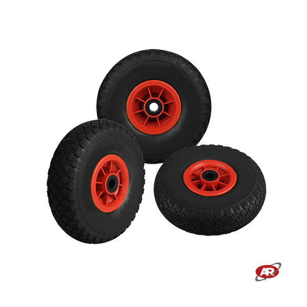Roue increvable POUR CHARIOTS en noyau PLASTIQUE | FFP1105R-25 | 10“x3.00-4 | 260x85 | Trou pour cage à rouleaux Ø 25 mm