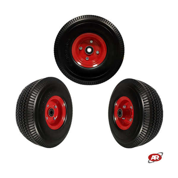 Ruota antiforatura PER CARRELLI in nucleo in LAMIERA | FFP1804-17 | 10“x4.10/3.50-4 | 260x85 | Battistrada E | Foro a cuscinetti di Ø 17 mm