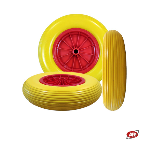 Ruota antiforatura PER CARRIOLE e Carrelli NAUTICI | Nucleo in plastica | 16“x4.00-8 | 400x85 | Battistrada A | Foro a boccola di 20 mm | FFP1302PBY