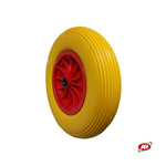 Charger l&#39;image dans la visionneuse de galerie, Roue increvable POUR BROUETTES avec noyau en plastique | 16“x4.00-8 | 400x85 | Bande de roulement A | Alésage de cage à rouleaux de 20 mm | FFP1302RBY
