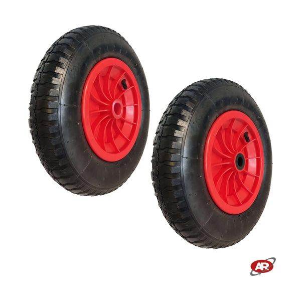 Roue pneumatique POUR BROUETTE avec noyau en plastique | Bande de roulement BK | 14"x3.50-8 | 360 x 85 | Alésage de 20 mm pour bague ou cage à rouleaux
