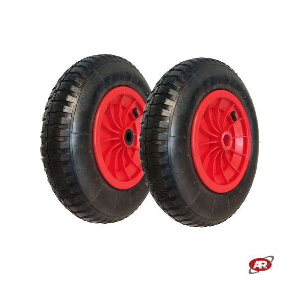 Roue pneumatique POUR BROUETTE avec noyau en plastique | Bande de roulement BK | 14"x3.50-8 | 360 x 85 | Alésage de 25 mm pour bague ou cage à rouleaux