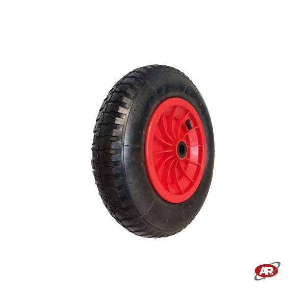 Roue pneumatique POUR BROUETTE avec noyau en plastique | Bande de roulement BK | 14"x3.50-8 | 360 x 85 | Alésage de 25 mm pour bague ou cage à rouleaux
