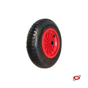 Ruota pneumatica PER CARRIOLE in nucleo in plastica | Battistrada BK | 14“x3.50-8 | 360 x 85 | Foro a boccola o gabbia a rullini di 25 mm