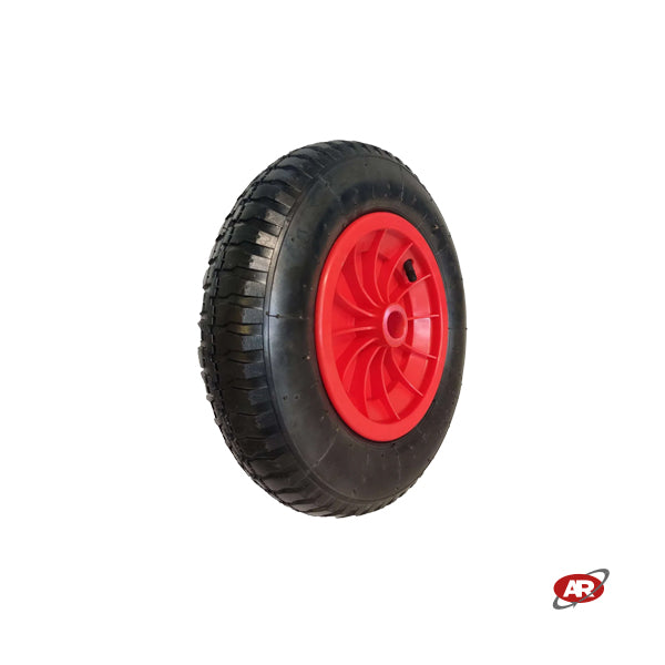 Roue pneumatique POUR BROUETTE avec noyau en plastique | Bande de roulement BK | 14"x3.50-8 | 360 x 85 | Alésage de 25 mm pour bague ou cage à rouleaux